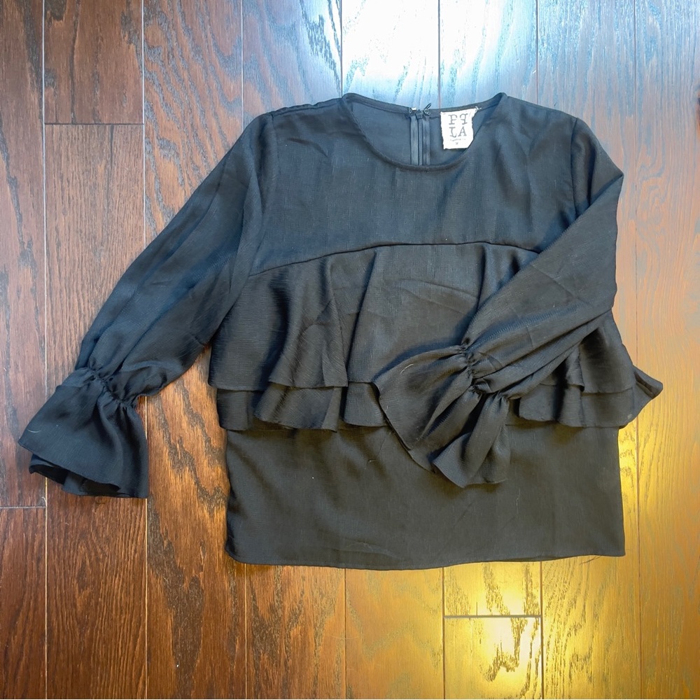 Black Ruffle Blouse